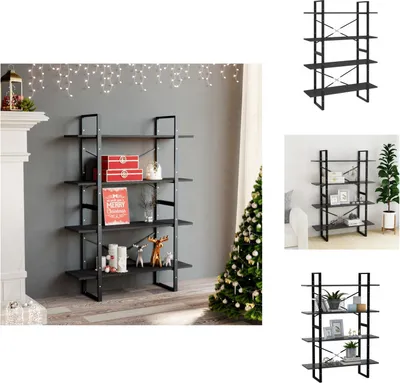 Produktbild von vidaXL Bücherregal 4 Fächer Grau 100x30x140 cm Holzwerkstoff -  Bücherregale & Bücherschränke