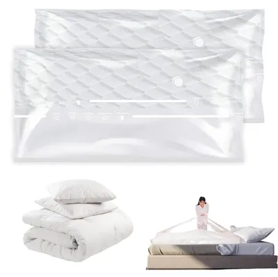 Immagine prodotto di Set di 2 sacchetti sottovuoto, dimensioni 220 x 100 cm, impermeabili e riutilizzabili, ideali per materassi e abbigliamento