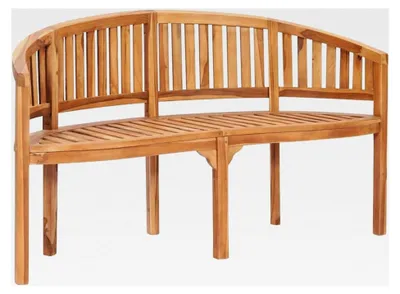Produktbild von Teak Massiv Bananenbank 3-Sitzer Gartenbank Holzbank Parkbank Terassenbank Balkonbank Outdoor 151cm