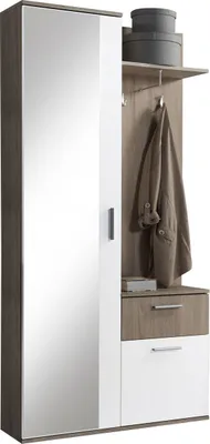Produktbild von MIRJAN24 Garderobe-Set Lux, Wandgarderobe, 2 Kleiderhaken, Schrank und Schuhschrank, Tür universell (Farbe: Trüffel / Weiß)