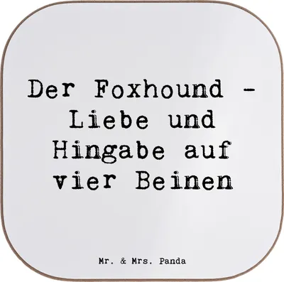 Produktbild von Mr. & Mrs. Panda Untersetzer für Gläser Spruch Liebevoller Foxhound - Weiß - Geschenk, Hunderasse, Eigenschaften, gläseruntersetzer, Bedingungslose Liebe, Hunderassen