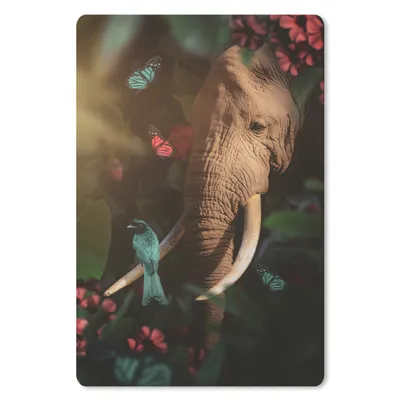Produktbild von MuchoWow® Mauspad Mousepad Elefant - Vogel - Schmetterling - Dschungel 18x27 cm - Mousepads - Maus Mat - Pad - Mausunterlage