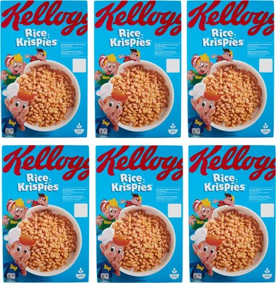 Produktbild von 6x Kellogg's Rice Krispies Puffreis Mit Vitaminen und Mineralstoffen 340g Packung Cereal als Frühstück oder Snack zwischendurch
