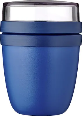 Produktbild von Mepal Müslibecher to go, Klein, praktischer Joghurtbecher to go - Unterteilung für Joghurt & Müsli - Geeignet für Gefrierschrank, Mikrowelle & Spülmaschine - 300 ml + 120 ml - Vivid Blue