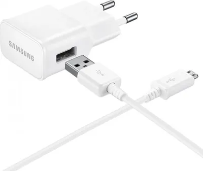 Produktbild von Samsung Ep-Ta50Ewe 8W Usb-A Ladegerät mit Microusb Kabel Ecb-Du4Awe (Bulk - Ersatzverpackung) - Weiß