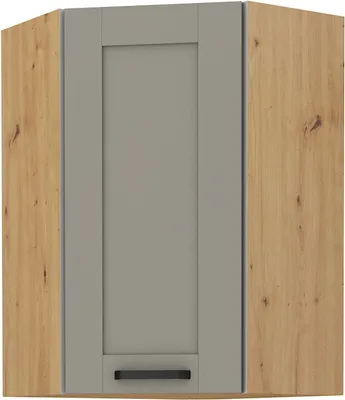 Produktbild von Hoher Eckschrank LAILI – 58x58 cm, hellgrau / Eiche Artisan
