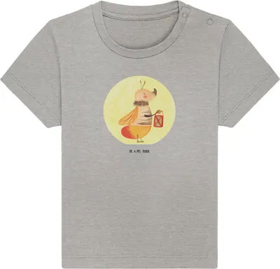 Produktbild von Mr. & Mrs. Panda Babyshirt Glühwürmchen 6. - 12. Monat - Heather Grey - Geschenk, Lieblingsmensch, Kleinkind T-Shirt,  Baby, Leuchten, Falter, Liebe, Liebesspruch