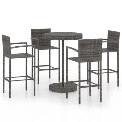 Produktbild von 5-tlg. Gartenbar-Set Poly Rattan Grau