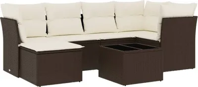 Produktbild von vidaXL 7-tlg. Garten-Sofagarnitur mit Kissen Braun Poly Rattan