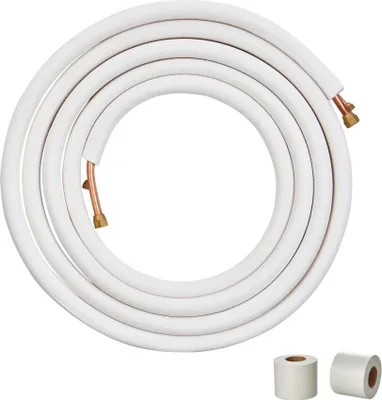 Obrázek produktu pro 25FT sada potrubí pro mini-splity - Měděné trubky o vnějším průměru 1/4'' a 3/8'' - Třívrstvá izolace - Pro mini-split klimatizační systémy, chladicí jednotky nebo tepelná čerpadla a HVAC