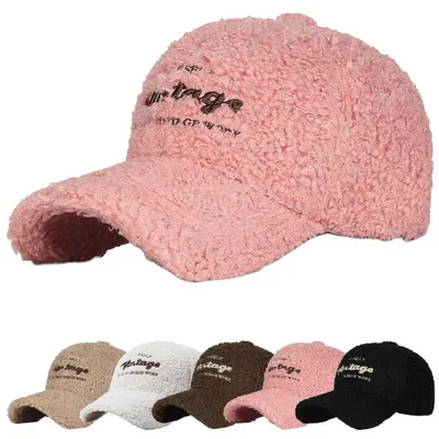 Immagine prodotto di Berretto da baseball invernale, unisex, in cotone rosa, con fodera in pile, antivento