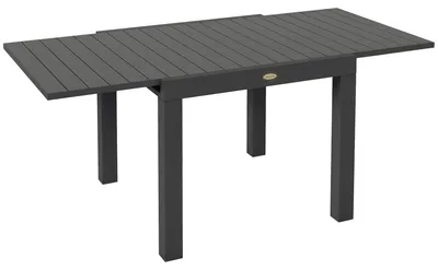 Produktbild von Ausziehbarer Gartentisch Aluminium, 81/162x80 cm, 4-6 Pers., Grau - wasserableitende Lamellen, rostbest?ndig, verstellbare Fš¹?e