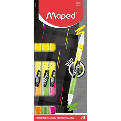 Zdjęcie produktu dla Maped 734127, 3 szt., Żółty, Zielony, Pomarańczowy, Różowy, Końcówka ścięta, 1 mm, 5 mm