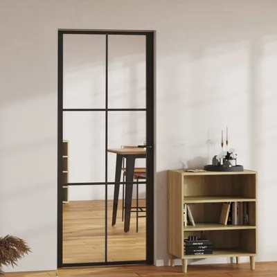 Produktbild von vidaXL Innentür ESG Glas und Aluminium 83x201,5 cm Schwarz