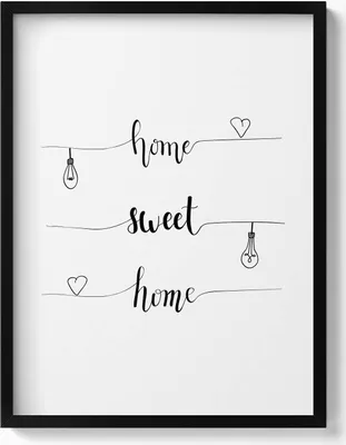 Produktbild von Inschrift an einer Wohnung „Home, sweet home“– Wandbild mit Rahmen – Gerahmtes Bild  – Wanddekoration – 60x80 cm –  Schwarz Rahmen