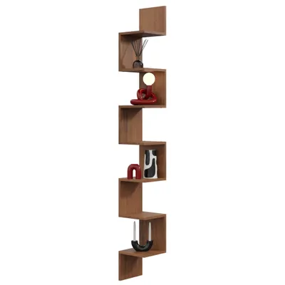 Produktbild von Eckregal MAXI Nussbaum – modernes großes Hängeregal für Ecken, stilvolles Wandregal für Bücher, Pflanzen und dekorative Accessoires
