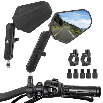 Produktbild von Motorrad Lenkerspiegel 7/8" 22mm mit M8 M10 Schrauben & Halterung, konvexer Spiegel, CNC Aluminium