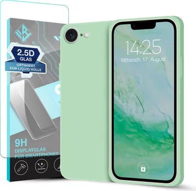 Produktbild von Hülle für Apple iPhone 16e mit 9H Displayglas Displayschutz Plus Case Cover Bumper Silikon Softgrip Schutzhülle Farbe: Türkis