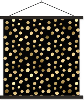 Produktbild von MuchoWow® Textilposter Muster - Punkte - Gold 40x40 cm mit schwarzem Rahmen - Fotos