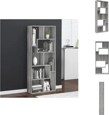 Zdjęcie produktu dla vidaXL Regał szary Sonoma 67x24x161 cm Materiał drewnopochodny - Regały i biblioteczki