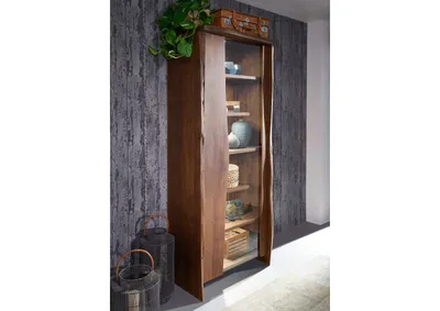 Produktbild von MASSIVMOEBEL24 Vitrine Akazie 81x45x204 braun lackiert PURE ACACIA #207