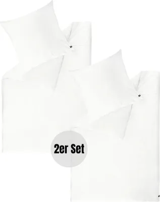 Image de SCHÖNER WOHNEN-Collection Satin Parure de lit PLAIN Blanc 140 x 200 cm - 2 paires