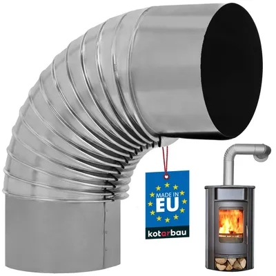Image de KOTARBAU® Coude de cheminée 90° Coude Ø 150 mm Tuyau de poêle Tuyau de fumée en tôle Coude de gaz de combustion pour cheminée Coude de poêle Tube argenté Coude