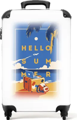 Produktbild von NoBoringSuitcases.com® Koffer Handgepäck Trolley Rollkoffer Kleine Reisekoffer mit 4 Rollen - Vintage - Palmen - Strand - Text - Sommer - Cabin Size < 55x40x23 cm & 55x40x20 cm - Fotokoffer - Kabinenkoffer - BoardgepäckHandgepäck Koffer 55x35x20 cm, 36L,