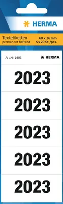 Immagine prodotto di HERMA numeri annuali 2023 per schede di archiviazione 60 x 26 mm, bianchi, adesivi permanenti