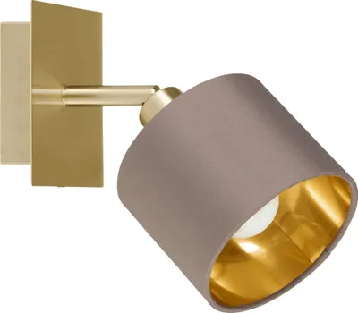 Produktbild von EGLO Wandlampe Valbiano, Deckenlampe, aus Metall und Textil, Wohnzimmerlampe, Flurlampe in Messing-Gebürstet, Nickel-Matt, Cappuccino, Gold, Spot E14