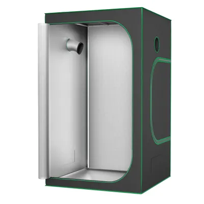 An open grow tent with a reflective interior.