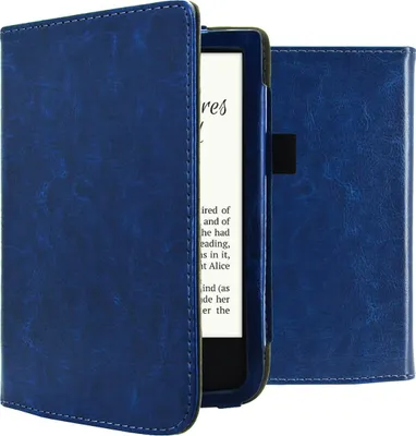 Productafbeelding van imoshion Vegan Leather Bookcase voor de Pocketbook Touch Lux 5 / HD 3 / Basic Lux 4 / Vivlio Lux 5 - Donkerblauw