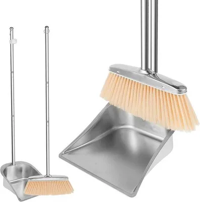 Obrázok produktu pre Sada čistiacej kefy a lopatky z nehrdzavejúcej ocele, 118 cm, pre domácnosť