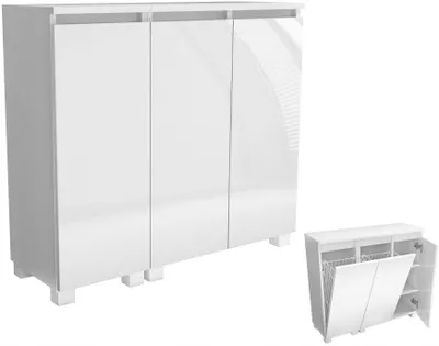 Zdjęcie produktu dla Komoda do Łazienki Pralni 90 (60+30) 2x kosz nowoczesny organizer biały