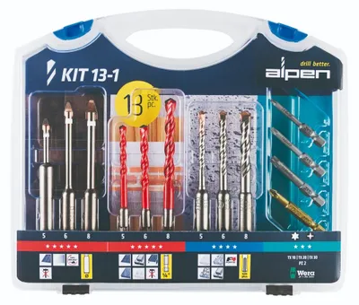 Produktbild von Alpen Bohr-Schraubset KIT13-1 13 teilig Fliesen Multicut Stein 0000300213100