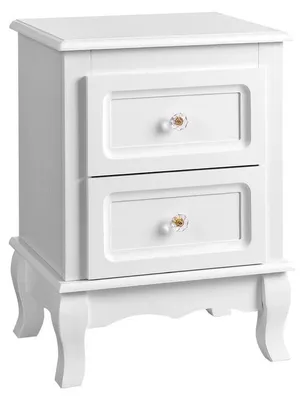 Image de Lot de 2 tables de chevet - 2 tiroirs - MDF/bois - Blanc - 38,5 x 52,5 x 30,5 cm