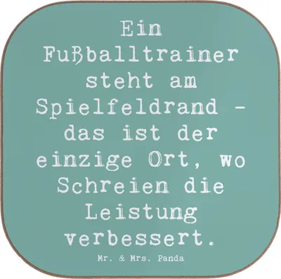 Produktbild von Mr. & Mrs. Panda Untersetzer Glas Spruch Fußballtrainer Energie - Meeresbrise - Geschenk, Coaster, gläseruntersetzer, Tischschoner, Berufsalltag, handgefertigte Geschenke
