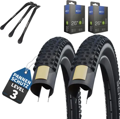 Produktbild von 2 x Schwalbe Reifen Rapid Rob Schwarz 26 x 2,25 (57-559) + AV-Schlauch + MSZweirad Reifenheber