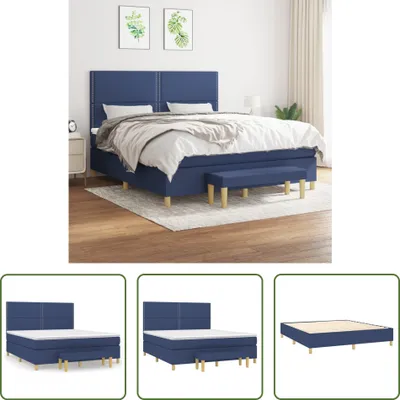 Produktbild von The Living Store Boxspringbett mit Matratze Blau 180x200 cm Stoff