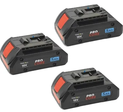 Image de Batterie lithium-ion, capacité 5000 mAh, compatible avec les outils électriques 18V, lot de 3 batteries de 5,0 Ah, 18V
