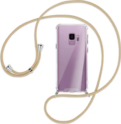 Produktbild von Handykette Backcover-Schutzhülle mit Band (Metall silberfarben) für Samsung Galaxy S9 - caramel