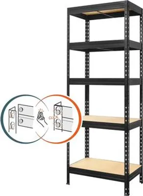 Obrázek produktu pro Kovový regál Kovona Praktik VRPRV1800753505C0001 1800x750x350 mm 5 polic černý