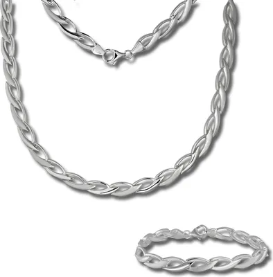 Image de SilverDream Collier Bracelet Ensemble de bijoux pour femme Tresse Argent brillant SDS438J