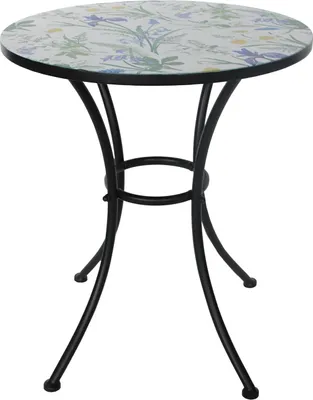 Produktbild von Runder Metall Gartentisch Celia Landhaus Stil Lilien Motiv Ø 57 cm Höhe 68 cm