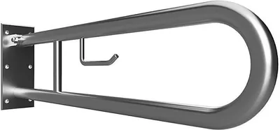 Produktbild von BELP Stützklappgriff in U-Form mit Toilettenpapierhalter Edelstahl gebürstet 100x250x766 mm, 120 kg Traglast für Bad & WC >> zum Bohren