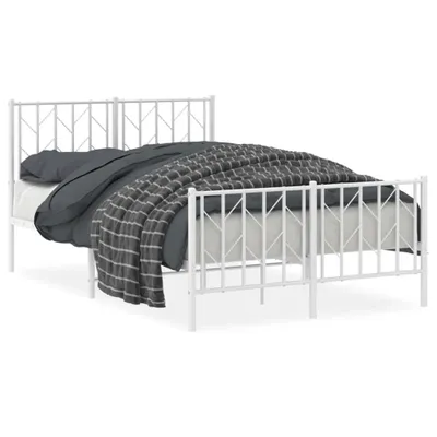 Produktbild von Bettgestell mit Kopf- und Fußteil Metall Weiß 120x190 cm