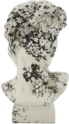 Produktbild von Mauro Ferretti Oriental Style Kopf Skulptur Weiß und Schwarz 18x16x30cm