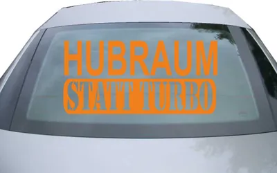 Produktbild von Indigos UG - Aufkleber Heckscheibe & Motorklappe DE6118 - orange - 600x285 mm - hubraum statt turbo - Auto Scheiben Fenster Heckklappe Tuning Racing JDM - Die cut