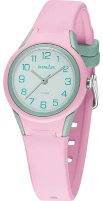 Immagine prodotto di Orologio da polso analogico al quarzo per bambini e bambine, marca SINAR, modello XB-47-9, con cinturino in silicone, colore rosa