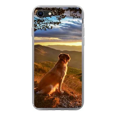 Produktbild von MuchoWow® Handyhülle Schutzhülle Hülle für iPhone SE 2022 Ein Golden Retriever beobachtet den Sonnenuntergang Silikon Softcase Handy Hülle - Schutzhülle
